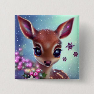 Zoete en Schattige Baby Deer Vierkante Button 5,1 Cm