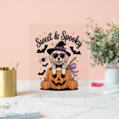 Zoete en spookachtige hond Halloween Acryl Bord (Huwelijk)