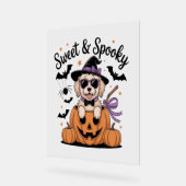 Zoete en spookachtige hond Halloween Acryl Bord (Hoek)