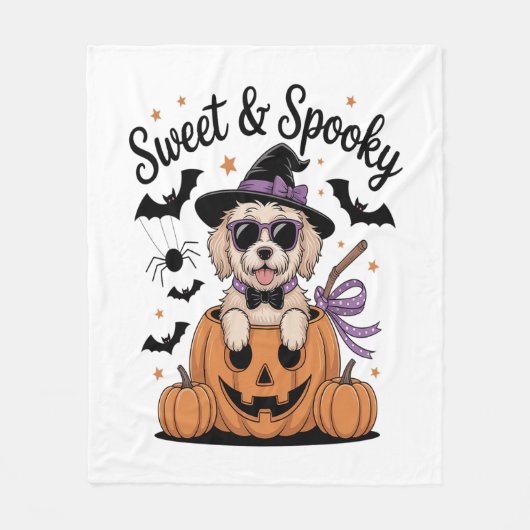 Zoete en spookachtige hond Halloween Fleece Deken (Voorkant)