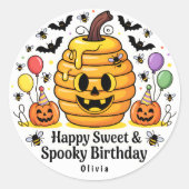 Zoete en Spooky Halloween Verjaardagsfeestje Favor Ronde Sticker (Voorkant)