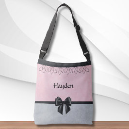 Zoete en verfijnde roze en grijze messenger tas