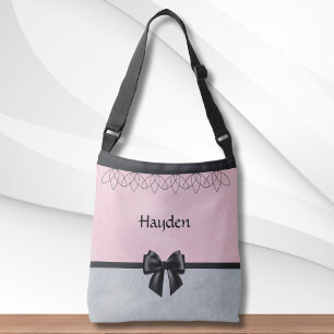 Zoete en verfijnde roze en grijze messenger tas