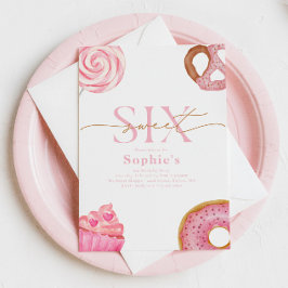 Zoete en zes verjaardagsuitnodiging kaart