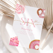 Zoete en zes verjaardagsuitnodiging kaart