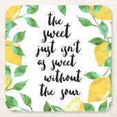 Zoete en zure citroen citaat kartonnen onderzetters (Voorkant)
