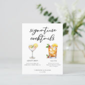 Zoete en zure handtekeningcocktails trouwmenu (Staand voorkant)
