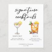 Zoete en zure handtekeningcocktails trouwmenu (Voorkant)