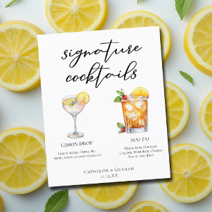 Zoete en zure handtekeningcocktails trouwmenu