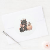 Zoete engel kat & pompoen herfst sticker (Envelop)