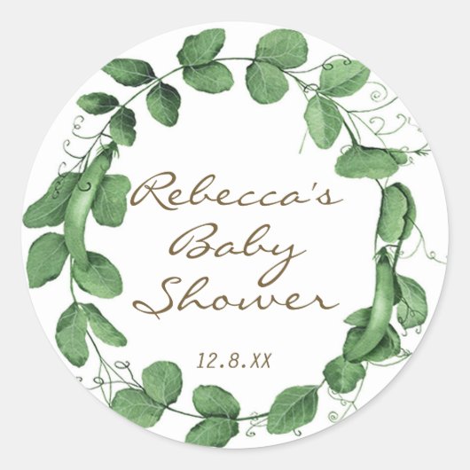 zoete erwt baby shower sticker erwten in een peul (Voorkant)