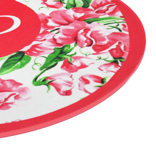  zoete erwt bloemig met rand en monogram snijplank (Hoek)