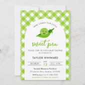 Zoete Erwt Groen Gingham Baby Shower Kaart (Voorkant)