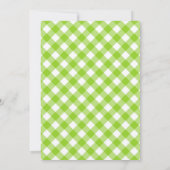 Zoete Erwt Groen Gingham Baby Shower Kaart (Achterkant)