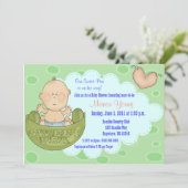 Zoete erwt in Baby shower voor pooljongens Kaart (Staand voorkant)