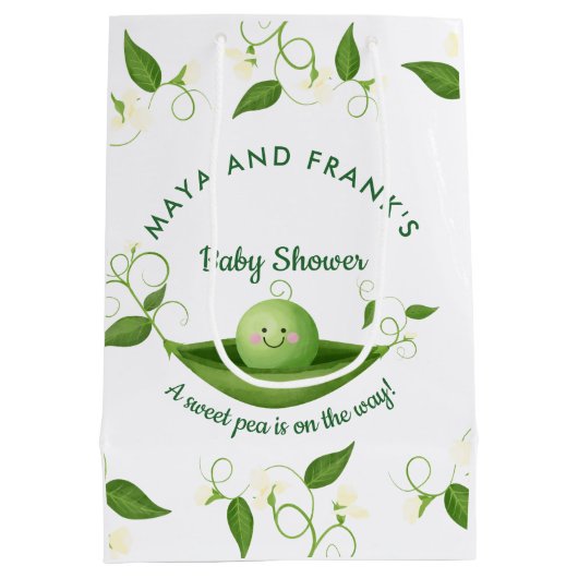 Zoete erwt in een Baby shower met peul Medium Cadeauzakje (Achterkant)