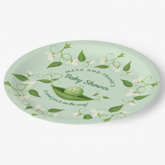 Zoete erwt in een Baby shower met peul Papieren Bordje (Gekanteld)