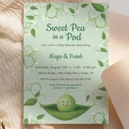 Zoete erwt in een uitnodiging voor een Baby shower