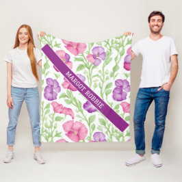 Zoete erwt Waterverf Kleurrijk Gepersonaliseerd Pa Fleece Deken