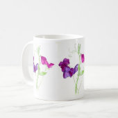 Zoete erwten, diepe roze, Paarse Waterverf Mok (Voorkant links)