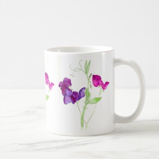 Zoete erwten, diepe roze, Paarse Waterverf Mok (Rechts)