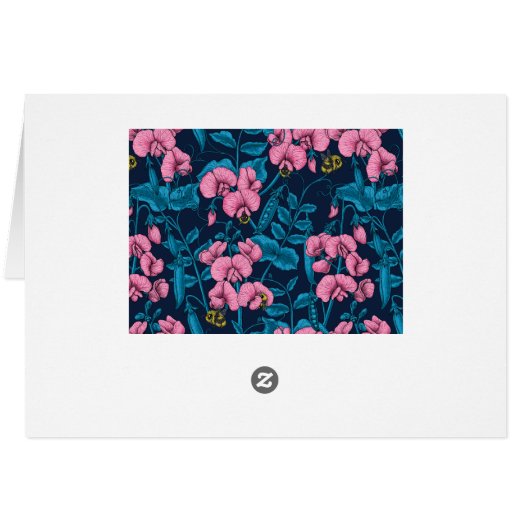 Zoete erwten en hommels, roze en blauw (Achterkant Horizontaal)