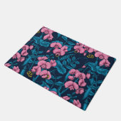 Zoete erwten en hommels, roze en blauw deurmat (Schuin)
