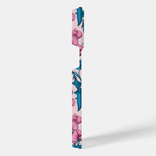 Zoete erwten en hommels, roze en blauw iPhone hoesje (Rechterkant)