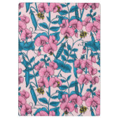 Zoete erwten en hommels, roze en blauw klembord (Achterkant)