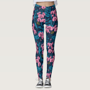 Zoete erwten en hommels, roze en blauw leggings
