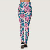 Zoete erwten en hommels, roze en blauw leggings (Achterkant)