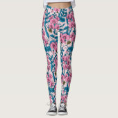 Zoete erwten en hommels, roze en blauw leggings (Voorkant)