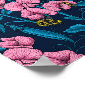 Zoete erwten en hommels, roze en blauw poster (Hoek)