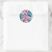 Zoete erwten en hommels, roze en blauw ronde sticker (Tas)