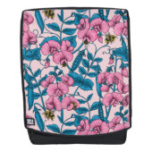 Zoete erwten en hommels, roze en blauw rugtassen (Voorkant)