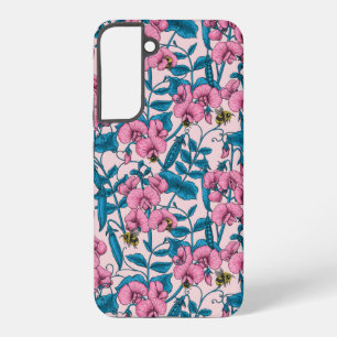 Zoete erwten en hommels, roze en blauw samsung galaxy hoesje