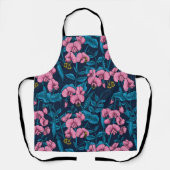 Zoete erwten en hommels, roze en blauw schort (Voorkant)