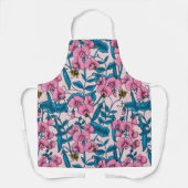 Zoete erwten en hommels, roze en blauw schort (Voorkant)