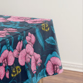 Zoete erwten en hommels, roze en blauw tafelkleed (Voorbeeld)