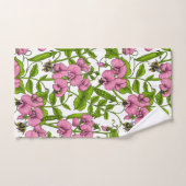 Zoete erwten en hommels, roze, groen en wit bad handdoek (Handdoek)