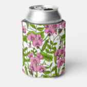 Zoete erwten en hommels, roze, groen en wit blikjeskoeler (Blikje Achterkant)