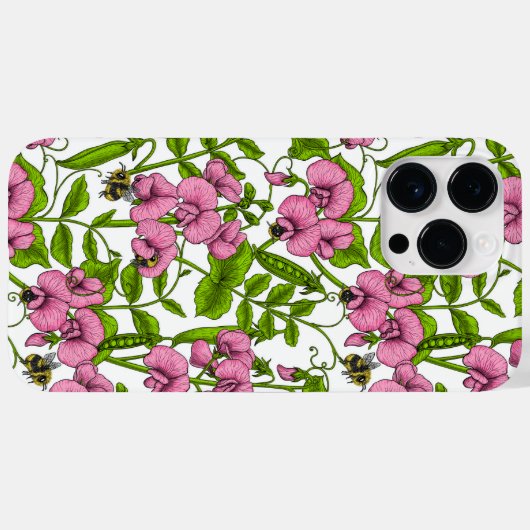 Zoete erwten en hommels, roze, groen en wit Case-Mate iPhone case (Achterkant (horizontaal))