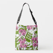 Zoete erwten en hommels, roze, groen en wit crossbody tas (Achterkant)