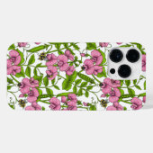 Zoete erwten en hommels, roze, groen en wit iPhone hoesje (Achterkant horizontaal)