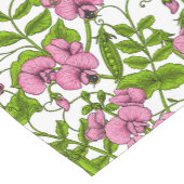 Zoete erwten en hommels, roze, groen en wit korte tafelloper (Hoek)