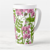 Zoete erwten en hommels, roze, groen en wit latte mok (Rechterhoek)