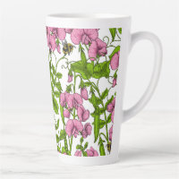 Zoete erwten en hommels, roze, groen en wit