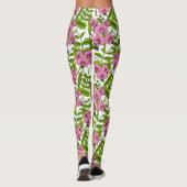 Zoete erwten en hommels, roze, groen en wit leggings (Achterkant)