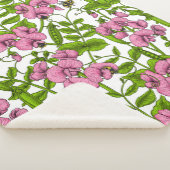 Zoete erwten en hommels, roze, groen en wit sherpa deken (3/4)