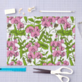 Zoete erwten en hommels, roze, groen en wit tissuepapier (Craft)